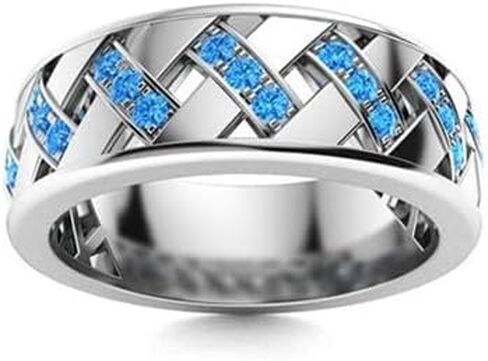 Jewels by Parijaat 0.50 Cttw Round Cut Created Gemstone Criss Cross Wedding Engagement Men's Ring In 14K White Gold Over 925 Sterling Silver with Lovely Gift Box in Saudi Arabia