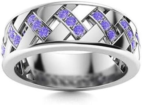 Jewels by Parijaat 0.50 Cttw Round Cut Created Gemstone Criss Cross Wedding Engagement Men's Ring In 14K White Gold Over 925 Sterling Silver with Lovely Gift Box in Saudi Arabia