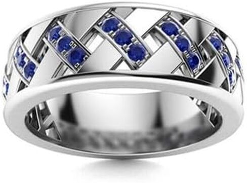 Jewels by Parijaat 0.50 Cttw Round Cut Created Gemstone Criss Cross Wedding Engagement Men's Ring In 14K White Gold Over 925 Sterling Silver with Lovely Gift Box in Saudi Arabia