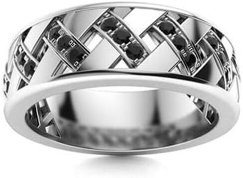 Jewels by Parijaat 0.50 Cttw Round Cut Created Gemstone Criss Cross Wedding Engagement Men's Ring In 14K White Gold Over 925 Sterling Silver with Lovely Gift Box in Saudi Arabia