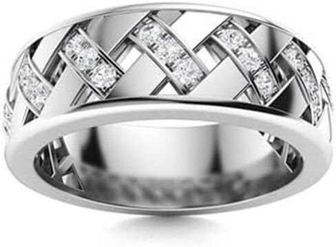 Jewels by Parijaat 0.50 Cttw Round Cut Created Gemstone Criss Cross Wedding Engagement Men's Ring In 14K White Gold Over 925 Sterling Silver with Lovely Gift Box in Saudi Arabia