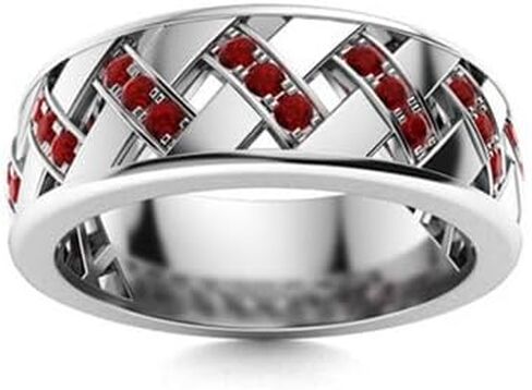 Jewels by Parijaat 0.50 Cttw Round Cut Created Gemstone Criss Cross Wedding Engagement Men's Ring In 14K White Gold Over 925 Sterling Silver with Lovely Gift Box in Saudi Arabia