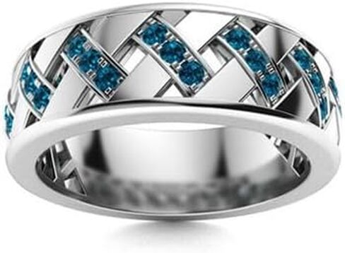Jewels by Parijaat 0.50 Cttw Round Cut Created Gemstone Criss Cross Wedding Engagement Men's Ring In 14K White Gold Over 925 Sterling Silver with Lovely Gift Box in Saudi Arabia