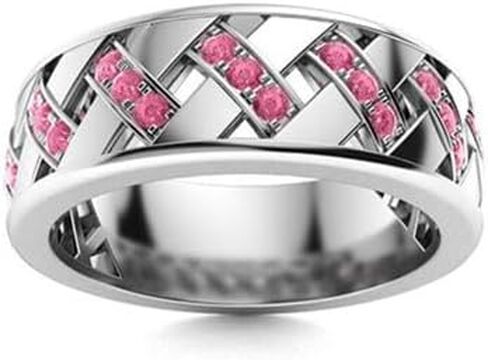 Jewels by Parijaat 0.50 Cttw Round Cut Created Gemstone Criss Cross Wedding Engagement Men's Ring In 14K White Gold Over 925 Sterling Silver with Lovely Gift Box in Saudi Arabia