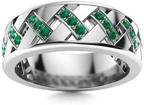 Jewels by Parijaat 0.50 Cttw Round Cut Created Gemstone Criss Cross Wedding Engagement Men's Ring In 14K White Gold Over 925 Sterling Silver with Lovely Gift Box in Saudi Arabia