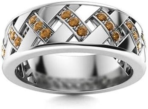 Jewels by Parijaat 0.50 Cttw Round Cut Created Gemstone Criss Cross Wedding Engagement Men's Ring In 14K White Gold Over 925 Sterling Silver with Lovely Gift Box in Saudi Arabia