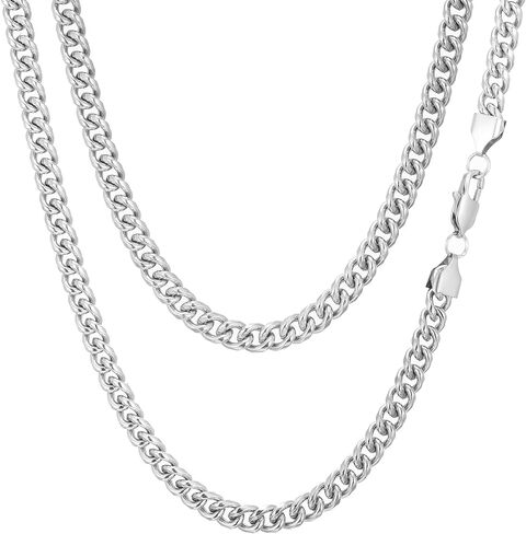 Cuban Link Chain Necklace for Men Women Gold Plated Silver Black Stainless Steel Thick Mens Chain Hip Hop Necklace 3mm/4mm/5mm/6mm/7mm/8mm Width 18 to 26 Inch Durable Jewelry Gifts for Him Men Women in Kuwait