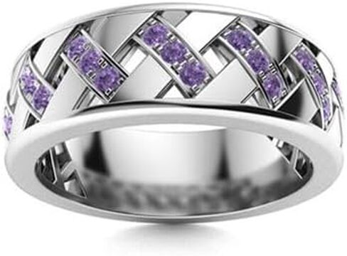 Jewels by Parijaat 0.50 Cttw Round Cut Created Gemstone Criss Cross Wedding Engagement Men's Ring In 14K White Gold Over 925 Sterling Silver with Lovely Gift Box in Saudi Arabia