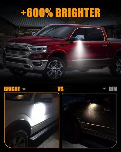 LESAUCE LED Side Mirror Puddle Light Lamps Assembly for 2010-2019 2020 2021 Dodge Ram 1500 2500 3500 4500 5500 Towing Mirror Lights, 6000K White 2PCS in Kuwait
