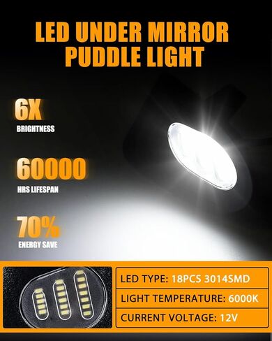 LESAUCE LED Side Mirror Puddle Light Lamps Assembly for 2010-2019 2020 2021 Dodge Ram 1500 2500 3500 4500 5500 Towing Mirror Lights, 6000K White 2PCS in Kuwait