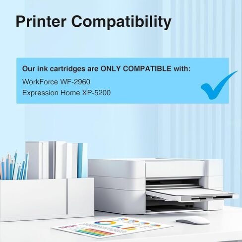 Remanufactured Replacement for Epson 222XL Ink Cartridges Combo Pack 222 Ink Cartridges Compatible with Epson XP-5200 Workforce WF-2960 Printer High Yield (Black Cyan Magenta Yellow 4 Pack) in Kuwait