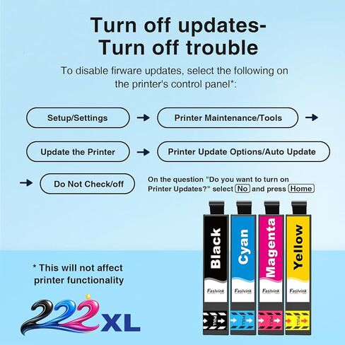 Remanufactured Replacement for Epson 222XL Ink Cartridges Combo Pack 222 Ink Cartridges Compatible with Epson XP-5200 Workforce WF-2960 Printer High Yield (Black Cyan Magenta Yellow 4 Pack) in Kuwait