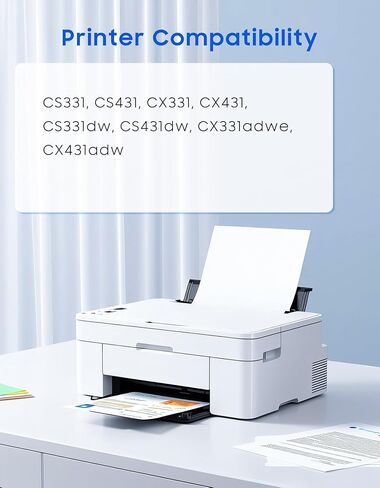 استبدال خرطوشة الحبر 20N10 CS331 CX331 لحبر الطابعة Lexmark CS331 CS431 CX331 CX431 CS331dw CS431dw CX331adwe CX431adw 20N10K0 20N10C0 20N10M0 20N10Y0، 20N10 مجموعة من 4 ألوان حزمة، 1500 صفحة in Kuwait