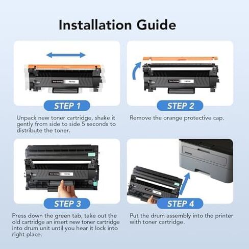 حبر TN760 لطابعة Brother متوافق مع خرطوشة حبر Brother TN760 TN-760 TN730 TN 760 للاستخدام مع MFC-L2710DW MFC-L2750DW HL-L2350DW HL-L2370DW HL-L2395DW DCP-L2550DW (2 أسود) in Kuwait