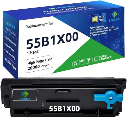 خراطيش حبر 55B1X00 20,000 صفحة (مع شريحة) بديلة لحبر Lexmark 55B1X00 55B1H00 55B1000 لحبر Lexmark MS331dn MS431dn MS431dw MX331adn MX431adw MX431adn MX432adwe MS331 MS431 MX331 in Kuwait