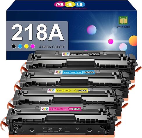 218A Toner Cartridges 4 Pack(with chip) Comaptible with 218A W2180A 218X W2180X, Works with Color Pro 3201 MFP 3301 3201dw MFP 3301cdw 3301fdw 3301sdw(Black Cyan Yellow Magenta) in Kuwait