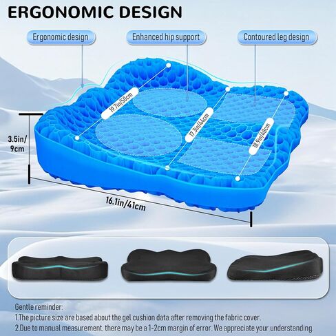 وسادة مقعد جل تبريد، تصميم سميك كبير قابل للتنفس على شكل قرص العسل يمتص نقاط الضغط وسادة جل مع غطاء مضاد للانزلاق وسادة مقعد تبريد لكرسي المكتب والمنزل ووسادة مقعد السيارة للكرسي المتحرك in Kuwait