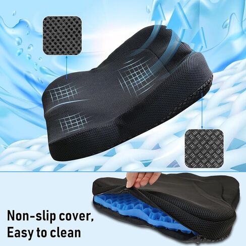 وسادة مقعد جل تبريد، تصميم سميك كبير قابل للتنفس على شكل قرص العسل يمتص نقاط الضغط وسادة جل مع غطاء مضاد للانزلاق وسادة مقعد تبريد لكرسي المكتب والمنزل ووسادة مقعد السيارة للكرسي المتحرك in Kuwait