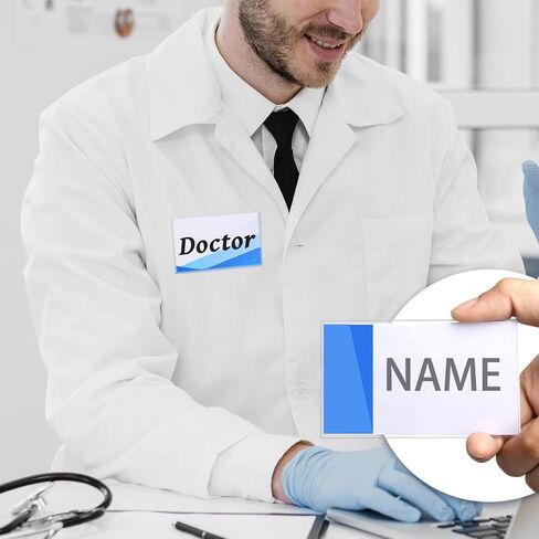 50 Pieces Name Badge Holders Name Tags with Pins Clear Plastic Name Tag Holder ID Badge Holders with 50 Pieces Inserts Fit Card (3.58x2.16 inch) in Saudi Arabia