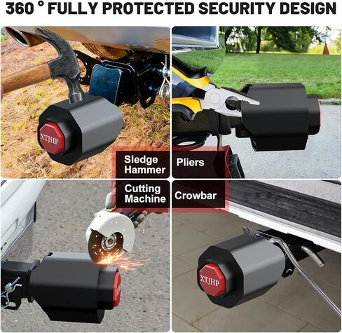 أقفال وصلة المقطورة، قفل المقطورة يناسب 2 قارنات 5/16 بوصة، قفل لسان المقطورة عالي التحمل، أقفال وصلة كروية لقارب RV (أحمر، 2 5/16 بوصة 03) in Kuwait