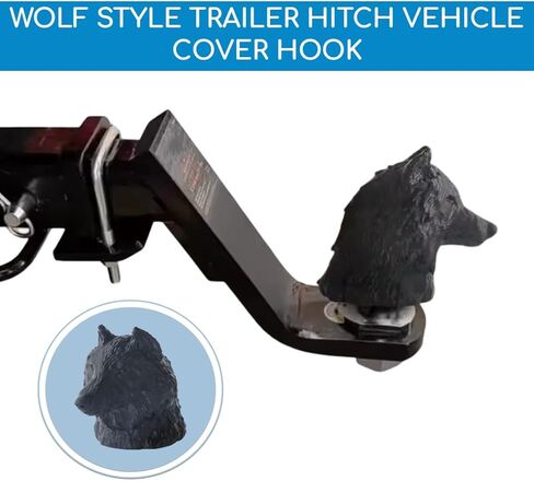 Trailer Hitch Ball Cover Wolf Truck Hitch Cover Brake Tail Rubber Towing Hitch Plug Cover Black Wolf Style 3D Cap Trailer Coupling Fits 2" in Kuwait