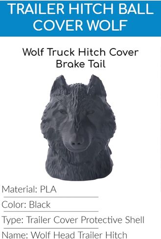Trailer Hitch Ball Cover Wolf Truck Hitch Cover Brake Tail Rubber Towing Hitch Plug Cover Black Wolf Style 3D Cap Trailer Coupling Fits 2" in Kuwait