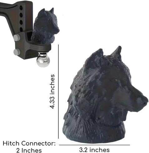 Trailer Hitch Ball Cover Wolf Truck Hitch Cover Brake Tail Rubber Towing Hitch Plug Cover Black Wolf Style 3D Cap Trailer Coupling Fits 2" in Kuwait