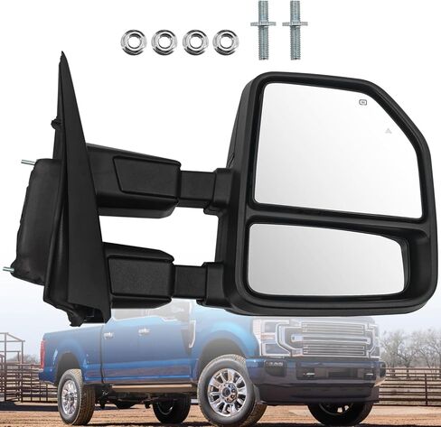 Right Passenger Side Tow Mirror Fits for Ford F250 F350 F450 F550 2017-2022 Support Power Folding & Glass Adjust & Heated with BSM Turn Signal & Puddle & Driving Light Temp Sensor 15 Pins in Kuwait