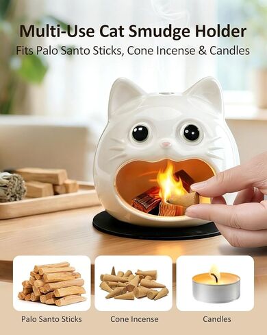 حامل بالو سانتو من السيراميك، موقد بالو سانتو مصنوع يدويًا مع حصيرة مقاومة للحرارة، حامل البخور لتنظيف الطاقة، اليوغا، هدية التأمل، الديكور in Kuwait