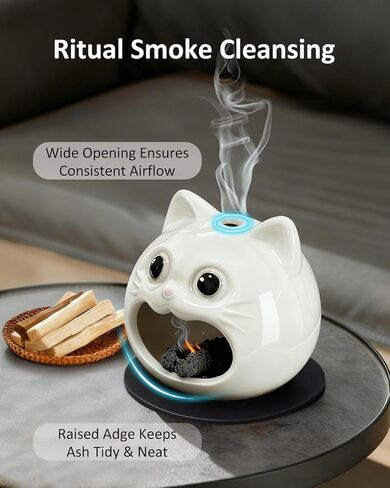 حامل بالو سانتو من السيراميك، موقد بالو سانتو مصنوع يدويًا مع حصيرة مقاومة للحرارة، حامل البخور لتنظيف الطاقة، اليوغا، هدية التأمل، الديكور in Kuwait