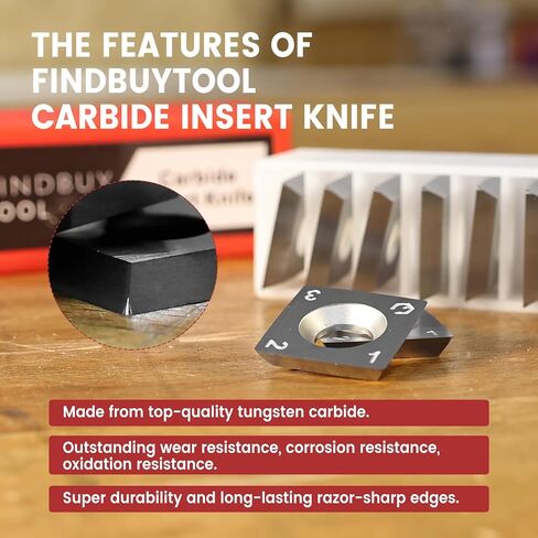 Findbuytool Carbide Inserts cutters (15x15x2.5mm-30°-R150-4R0.5) Insert for Woodworking Helical Cutter Head Tools, 10 Pcs (10) in Kuwait