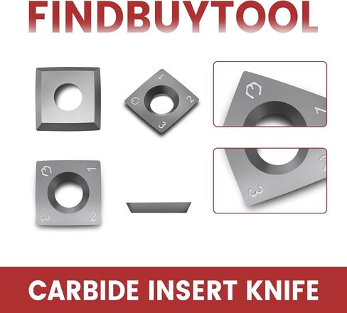 Findbuytool Carbide Inserts cutters (15x15x2.5mm-30°-R150-4R0.5) Insert for Woodworking Helical Cutter Head Tools, 10 Pcs (10) in Kuwait