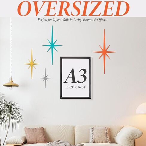 Larger & Stronger 4 Pcs Cast Iron Starburst Wall Decor, Mid Century Modern Metal Wall Art with Upgraded no-mark adhesive Installation, 17.7 Inch Retro Atomic Stars for Home Office Room (Art Deco, Retro, PLUS) in Saudi Arabia