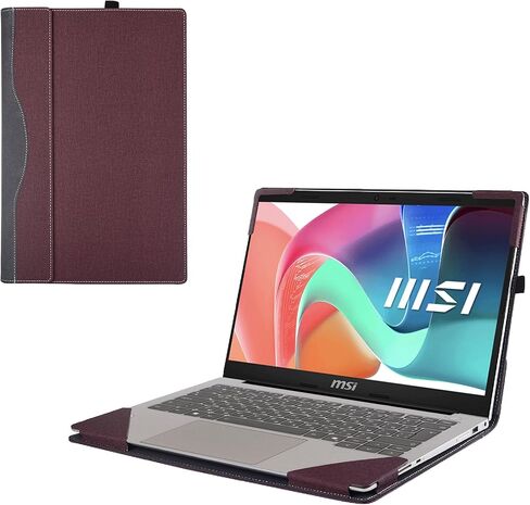 Laptop Cover Case for MSI Modern 13 F1M Series 13.3"[not Compatible with Any Other Model] 2-in-1 Detachable PU Leather Shell Notebook Sleeve (Wine red) in Saudi Arabia