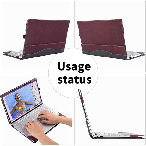 Laptop Cover Case for MSI Modern 13 F1M Series 13.3"[not Compatible with Any Other Model] 2-in-1 Detachable PU Leather Shell Notebook Sleeve (Wine red) in Saudi Arabia