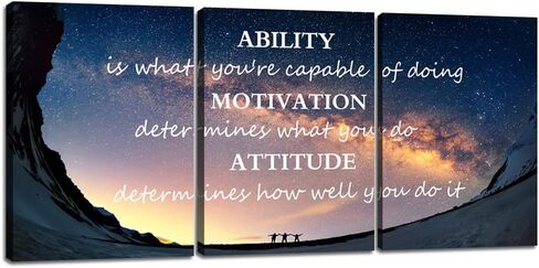 Motivational Quotes Canvas Wall Art Inspirational Ability Motivation Attitude Saying Words Posters Prints Entrepreneur Quote Home Office Bedroom Decor 3 Panels Ready to Hang - 36" W x 16" H in Kuwait