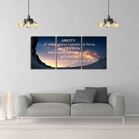 Motivational Quotes Canvas Wall Art Inspirational Ability Motivation Attitude Saying Words Posters Prints Entrepreneur Quote Home Office Bedroom Decor 3 Panels Ready to Hang - 36" W x 16" H in Kuwait