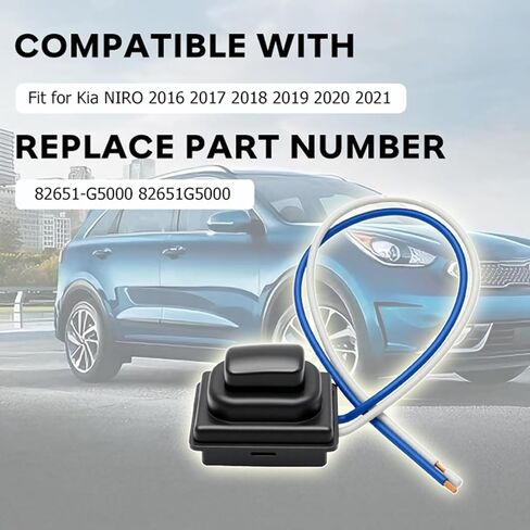 82651-G5000 مفتاح زر مقبض الباب الأمامي الأيسر متوافق مع Kia NIRO 2016 2017 2018 2019 2020 2021 يستبدل 82651-G5000 82651G5000 بمقبض باب خارجي بخط الذيل (أسود) in Kuwait