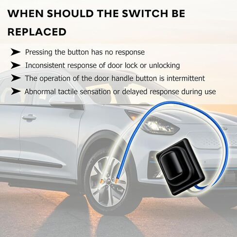 82651-G5000 مفتاح زر مقبض الباب الأمامي الأيسر متوافق مع Kia NIRO 2016 2017 2018 2019 2020 2021 يستبدل 82651-G5000 82651G5000 بمقبض باب خارجي بخط الذيل (أسود) in Kuwait