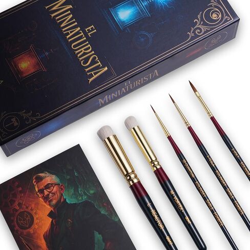 مجموعة فرش FOXBITE Kolinsky Sable El Miniaturista لقطع تشكيل اللوحات المصغرة بتفاصيل دقيقة وفرشاة طلاء مصغرة ومجموعة دهانات صغيرة أكريليك للمطرقة الحربية in Kuwait