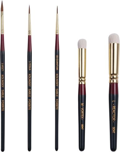 مجموعة فرش FOXBITE Kolinsky Sable El Miniaturista لقطع تشكيل اللوحات المصغرة بتفاصيل دقيقة وفرشاة طلاء مصغرة ومجموعة دهانات صغيرة أكريليك للمطرقة الحربية in Kuwait