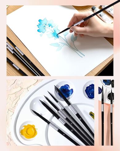 EORTA 7cs Watercolor Paint Brushes, Round Pointed Artist Face Brush Set, Professional Nylon Brushes for Acrylic Oil Gouache Watercolor Ink Oil Tempera Body Detail Detailing Nail Art, 7 Sizes in Saudi Arabia