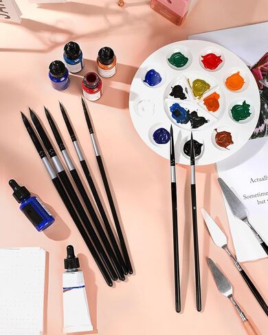 EORTA 7cs Watercolor Paint Brushes, Round Pointed Artist Face Brush Set, Professional Nylon Brushes for Acrylic Oil Gouache Watercolor Ink Oil Tempera Body Detail Detailing Nail Art, 7 Sizes in Saudi Arabia