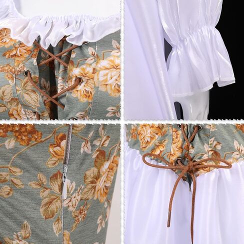 White Renaissance Dress Women Medieval Victorian Costume Ren Faire Off The Shoulder Corset Dress Cosplay Princess Fairy Elf in Saudi Arabia