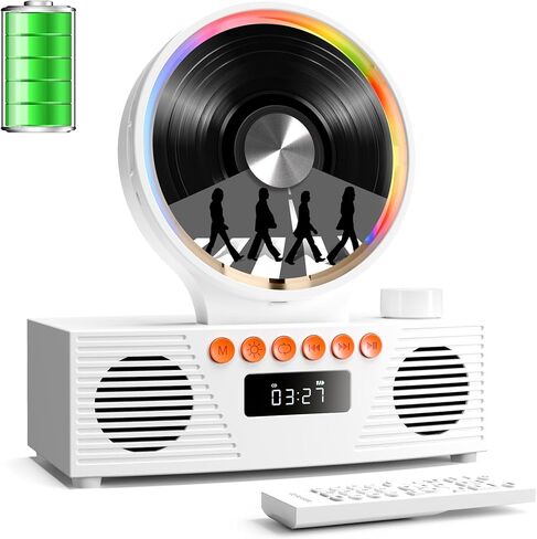 Desktop CD Player with Speakers, ROADOM Bluetooth CD Player with Hi-Fi Stereo Sound, Remote Control, Supports CD/Bluetooth/FM Radio/USB/AUX/Timer/Repeat in Kuwait
