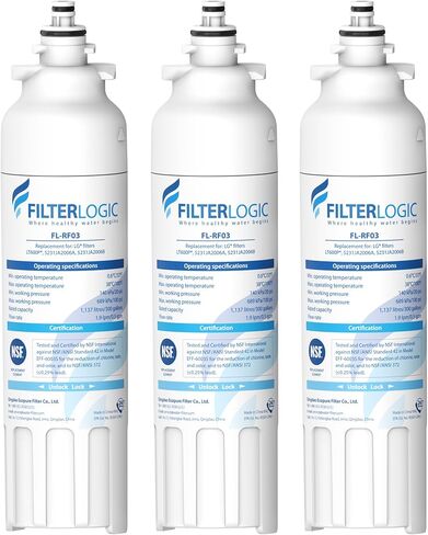 Filterlogic ADQ73613401 Refrigerator Water Filter, Replacement for LG® LT800P®, LT800PC, ADQ736134, ADQ73613402, LSXS26326S, LSXS26366S, LMXS30776S, LSXS26366D, LMXC23746S, 46-9490, 469490, Pack of 3 in Kuwait