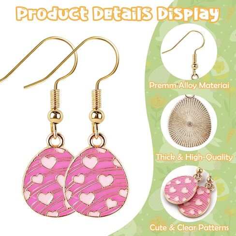 9 أزواج من أقراط عيد الفصح للنساء، أقراط متدلية على شكل بيض أرنب لطيف على شكل أرنب متدلية، هدايا سلة عيد الفصح، أفكار هدايا مجوهرات للبالغين والمراهقين in Kuwait