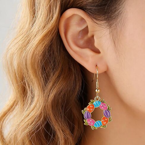 9 أزواج من أقراط عيد الفصح للنساء، أقراط متدلية على شكل بيض أرنب لطيف على شكل أرنب متدلية، هدايا سلة عيد الفصح، أفكار هدايا مجوهرات للبالغين والمراهقين in Kuwait