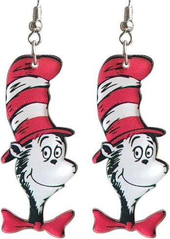 Funny Acrylic Teacher Student Animal Drop Dangle Earrings Cat Dog Elephant for Teachers, Educators, Librarians Gradution Reading Events Back to School Jewelry in Saudi Arabia
