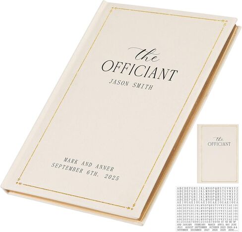 Wedding Officiant Book Personalized Linen Hardcover Journal with Name Sticker, 160 Lined Pages, 5.31 x 8.27 in A5 Notebook, Pastor Minister Sermon Officiant Gift for Wedding Ceremony in Saudi Arabia
